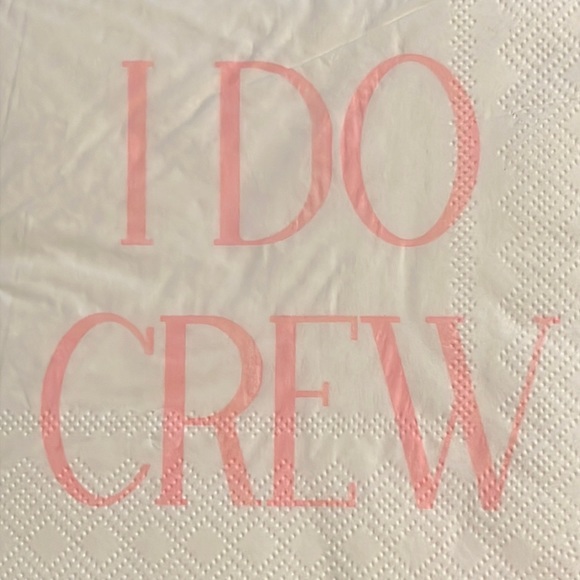“I DO CREW” 5” napkins-cocktail size-4 packs of 20 each-NWT-flaws - Picture 2 of 6